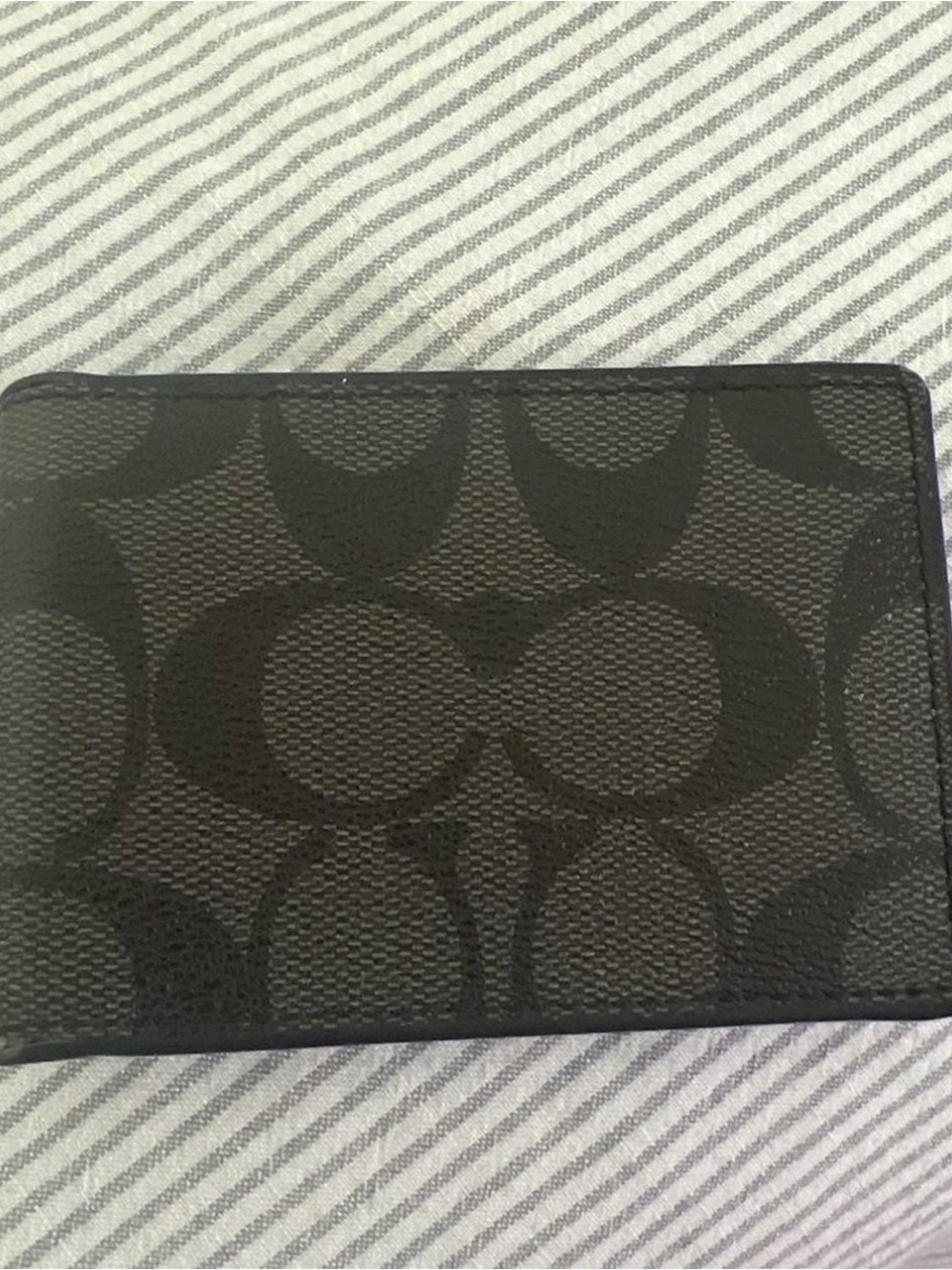 Coach Black Signature repeating C Pattern wallet/card holder